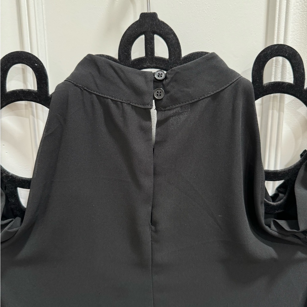 Trouve Off The Shoulder Chiffon Blouse Black Size Small - Picture 4 of 6